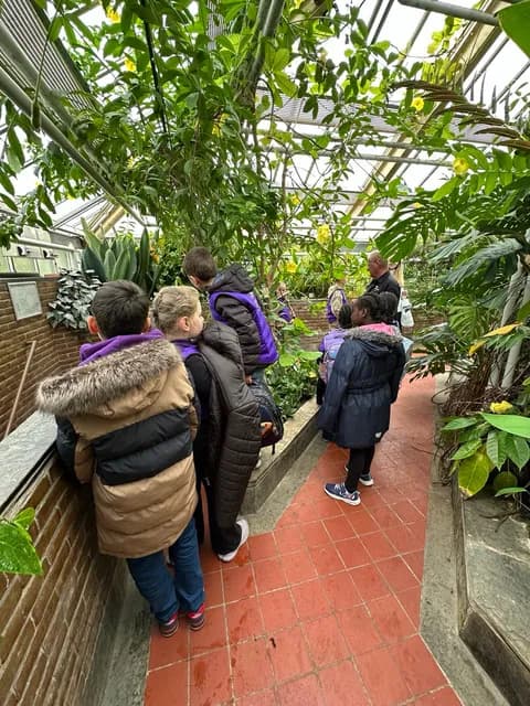 Students exploring a botanical greenhouse on a curriculum-linked field trip